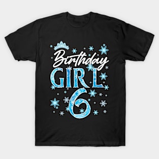 Winter Onederland 6th Birthday Girl Snowflake B-day Gift For Girls Kids Toddlers T-Shirt